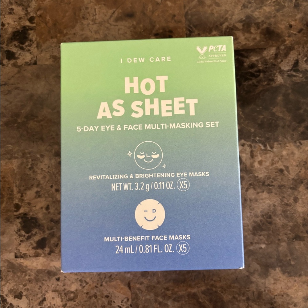 I Dew Care Hot As Sheet Eye and Face Mask Set Skincare Beauty Exp. 11/2026 New